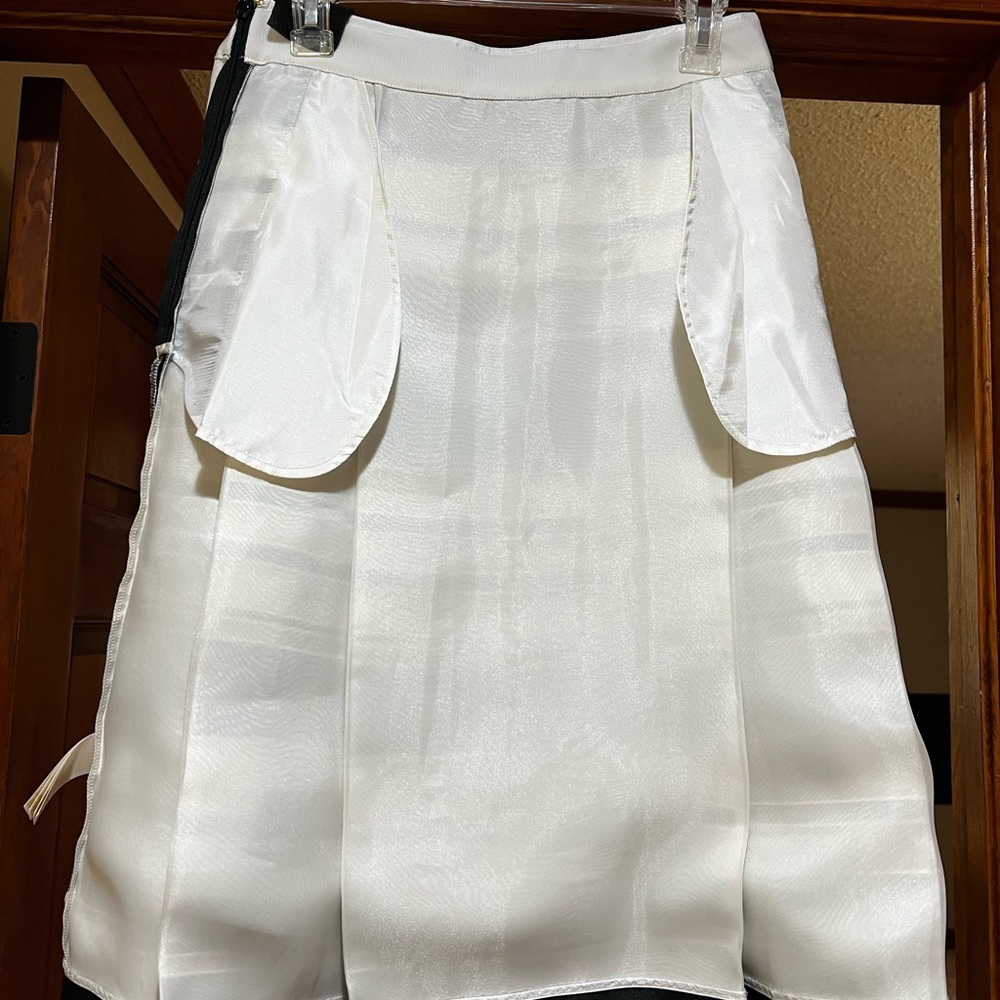 EUC Authentic Kate Spade Organza Black & White Striped Pleated Skirt - Picture 10 of 12